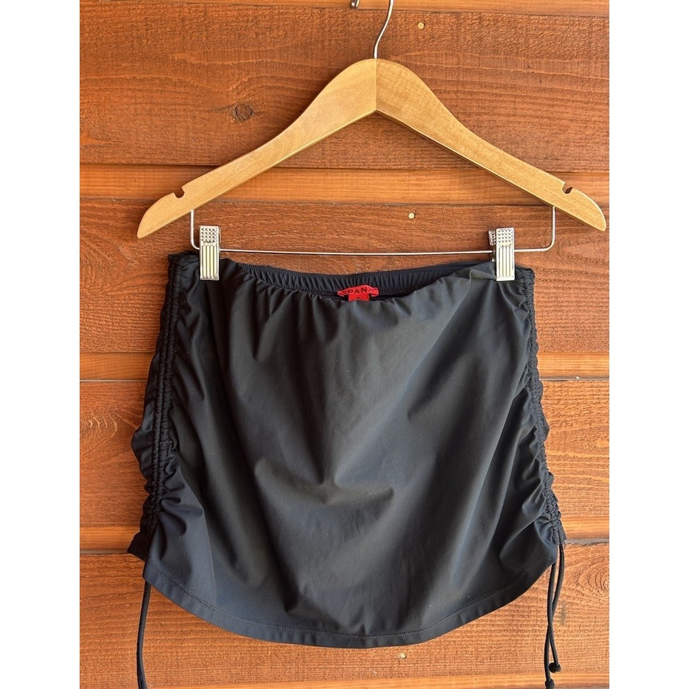 Spanx Pencil Skort Skirt Size 8 Black Pull On Ruched Sides Excellent Condition